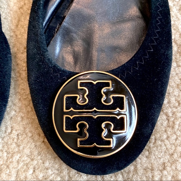 Tory Burch Black Suede Reva Ballet Flats Size 7.5 - Picture 4 of 10